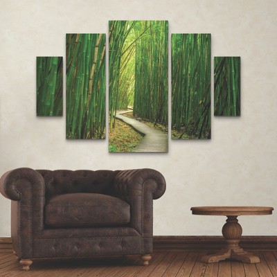 Dennis Frates Bamboo Path Green Canvas 5-Piece Wall Art Set