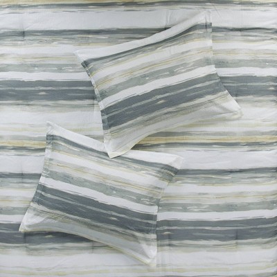 Yellow and Gray Reversible Microfiber Comforter Set, Full