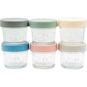 WeeSprout Glass Baby Food Storage Jars with Lids, Reusable Small Containers, 4 oz, 6 Pack - 1 of 4