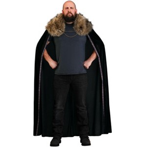 HalloweenCostumes.com  Men  Men's Black Faux Fur Collar Viking Cape, Black/Brown - 1 of 4