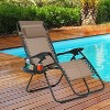 FDW Foldable Zero Gravity Chair Lounge Patio Chaise with Cup Holder Tray - 2 of 4