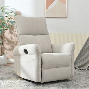 Okak Rocking Recliner Chair with Side Pocket 360° Swivel Nursery Accent Chair Small Glider Chair for Living Room Bedroom Home Theater - 1 of 4