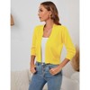 Coolmee Women's 3/4 Sleeve Cropped Cardigan Knit Sweaters Lightweight Open Front Shrug Bolero - 3 of 4