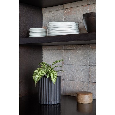 Demi 6" Black Plastic-Stone Fluted Planter