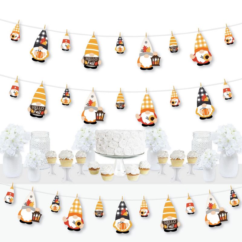 Big Dot of Happiness Fall Gnomes - Autumn Harvest Party DIY Decorations - Clothespin Garland Banner - 44 Pieces, 1 of 8