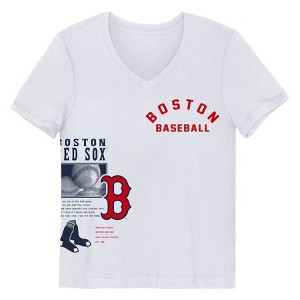 MLB Boston Red Sox Girls' White V-Neck T-Shirt - 1 of 1