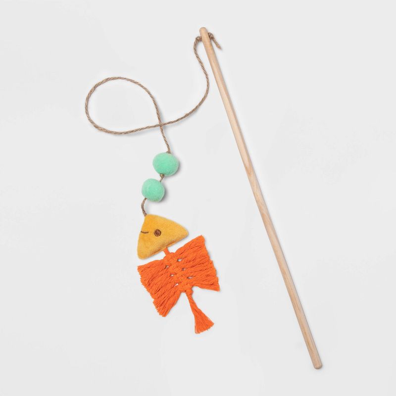 Fringe Fish Wand Cat Toy - Orange - Boots &#38; Barkley&#8482;, 1 of 7