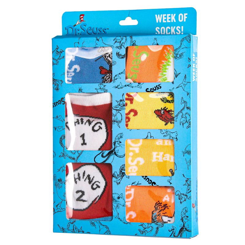 Dr. Seuss Book Titles and Characters Kids Week Of Socks Box Set 7 Pairs Multicoloured, 2 of 8