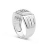 Silver Diamond Accent Miracle-Set 9 Stone Ridged Band Gentlemen's Fashion Ring - 4 of 4