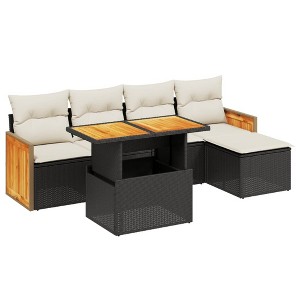 vidaXL Garden Sofa Set Black, Cream White - 1 of 4
