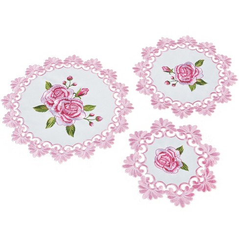 Collections Etc Embroidered Beautiful Rose Cutwork Table Linens - image 1 of 3