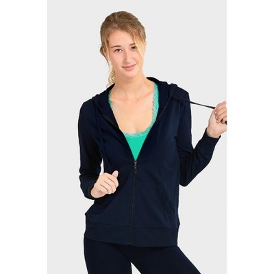 Sofra Women's Cotton Comfort Zip Up Hoodie Jersey Sweater