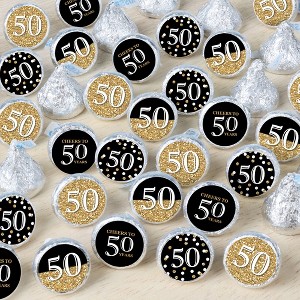 Big Dot of Happiness Adult 50th Birthday - Gold - Birthday Party Small Round Candy Stickers - Party Favor Labels - 324 Count - 1 of 4
