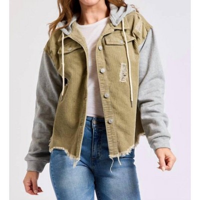 Women's CORDUROY HOODED SWEAT JACKET - Oddi