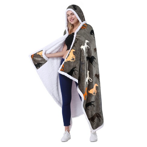 Catalonia Hooded Blanket Cape Wearable Blanket Wrap With Hand Pockets Comfy Fleece Throw Cape For Kids And Adults Women Gift Target