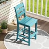 Tangkula Set of 2 Patio HDPE Barstool Outdoor High Top Bar Chair w/Backrest & Footrest All-Weather Wood-Plastic Bar Height Chair Turquoise - 3 of 4
