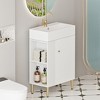FAMYYT 21.6 in. Single Sink Freestanding White Bath Vanity with White Ceramic Top, Soft-closing Hinge, Left-side Open Shelf - 2 of 4