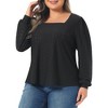Women's Plus Size Square Neck Hollow Eyelet Long Sleeve Dressy Shirts - Agnes Orinda - 2 of 4