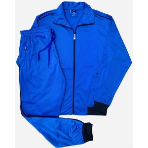 Men 2-piece Classic Jogger Tracksuit Track Jacket & Trackpants Solid Plain Outfit - 1 of 4