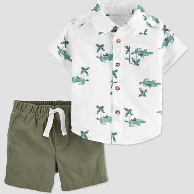 Image of Baby Boys' Gator Top & Shorts Set - Just One You® made by carter's Olive 9M