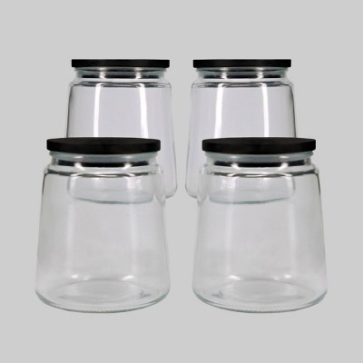 4ct Small Jars with Black Lid - Bullseye's Playground™