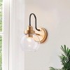 Modern Gold Wall Light with Clear Glass Globe Shade, Black Arm Vanity Light for Bathroom or Hallway - 2 of 4