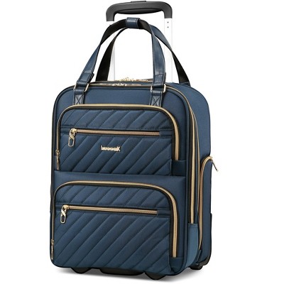 LUGGEX Underseat Carry On Luggage with Wheels, Softside Personal Item, Underseat 16 Inch, Blue