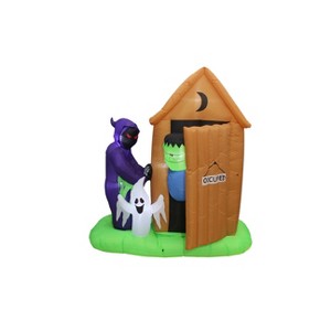 A Holiday Company 6ft Inflatable Animated Monster Outhouse Scene, 6.5 ft Tall, Multi - 1 of 4