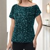 Anna-Kaci Women's Off-Shoulder Sequin Short Sleeve Top with Relaxed Fit - 2 of 4