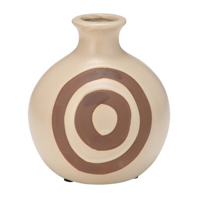 Sagebrook Home Ceramic Vase - Round Abstract Vase - Contemporary Home or Office Decor