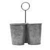 Towle Living Galvanized Round Caddy - 3 Compartments, 7.25" x 10", Metal Rustic Style, Serving Farmhouse Flatware Storage - 4 of 4