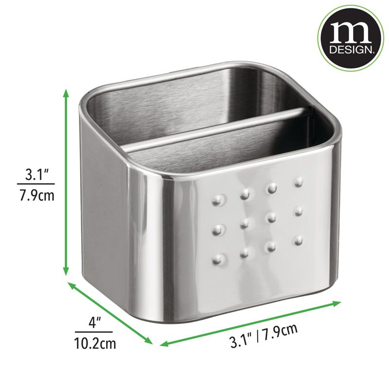 mDesign Metal Kitchen Sink Storage Caddy, Soap / Sponge Holder, 4 of 5