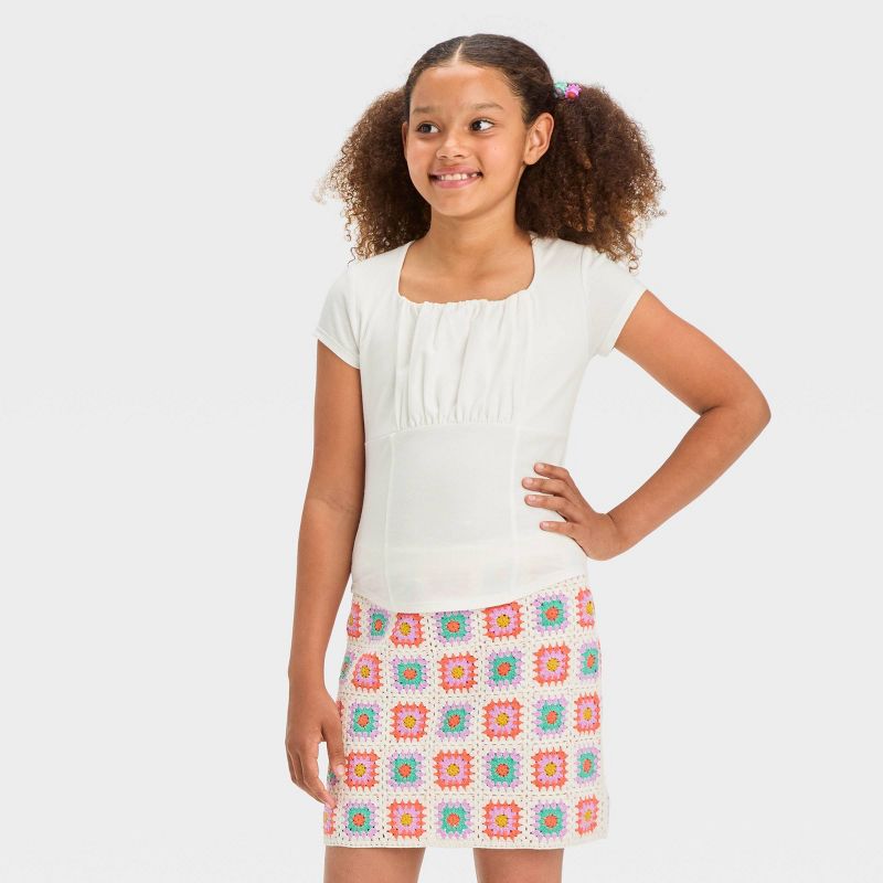 Girls' Crochet Knit Granny Square Skirt - art class™, 5 of 10