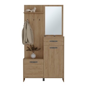 TiramisuBest 38" 3 - In - 1 Entryway Hall Tree - Storage Bench, Four - Hook Coat Rack & Shoe Storage, Stunning Cream White Finish - 1 of 4