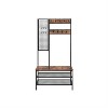 HDZNVF Industrial Coat Rack Shoe Bench with Grid Wall - 2 of 4