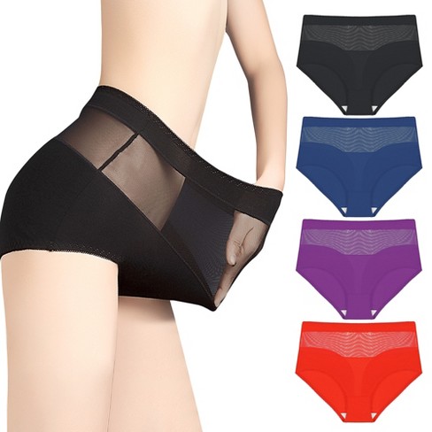 Agnes Orinda Women's 4 Pack Underwear Mid-waist Soft Hipster