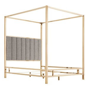 Queen Manhattan Champagne Gold Canopy Bed with Vertical Channel Headboard Smoke - Inspire Q, Grey