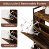 SKRAN A shoe cabinet with 2 flip-top drawers, an entryway shoe cabinet, a narrow standalone shoe rack cabinet with metal legs, Rustic Brown - 4 of 4