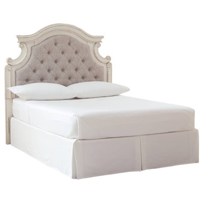 Full Beige Tufted Upholstered Wood Panel Headboard