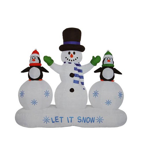 Northlight 6 5 Inflatable Snowman And Penguins Light Show