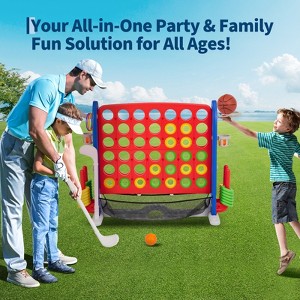 Giant 4-in-A-Row Connect Game Set, Adjustable Height Jumbo Yard Game with Basketball Hoop, Golf, Ring Toss, Indoor & Outdoor Family Connect Game - 1 of 4