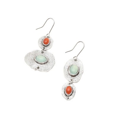SOHI Women's Silver Oxidised Drop Earrings