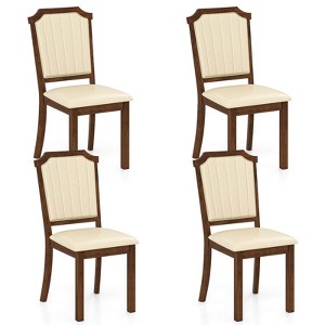Costway Dining Chair Set of 2/4 Upholstered Kitchen Chair with PU Leather & Rubber Wood Frame - 1 of 4