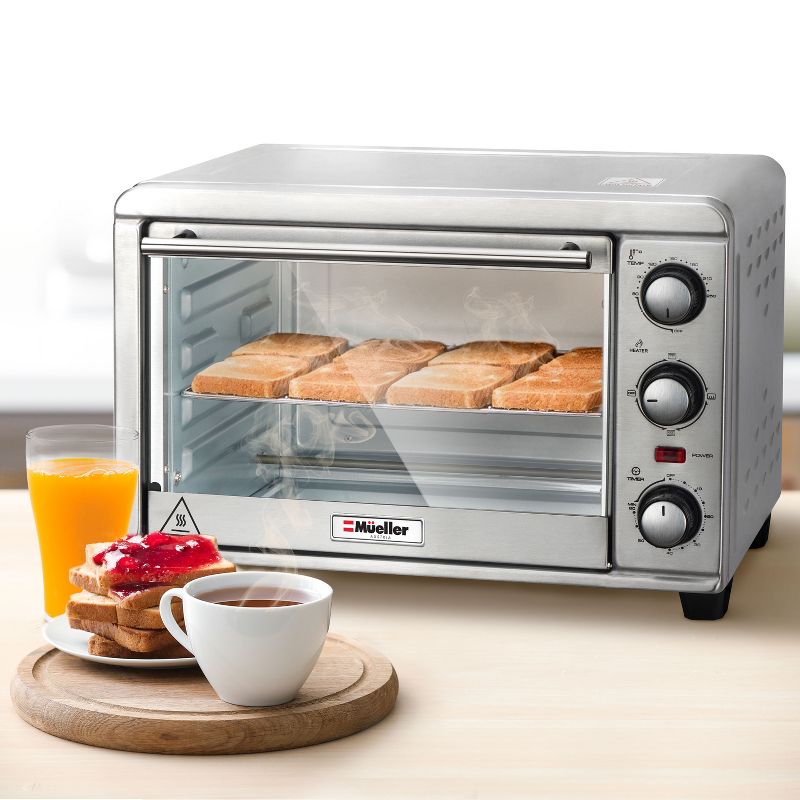 Mueller AeroHeat Convection Toaster Oven 1200W, Broil, Toast, Bake, 8 Slice, Stainless Steel, 2 of 9