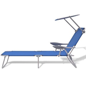 vidaXL Portable Sun Lounger with Canopy - Adjustable and Foldable - Powder-Coated Steel Frame and Fabric Cover - Blue - 1 of 4