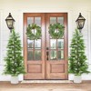 Compact Artificial Cedar Topiary Trees ¨C 2 Pack Faux Evergreen in White Pots ¨C UV Resistant Decorative Potted Pine - 4 of 4