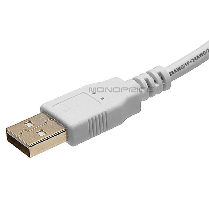 Monoprice USB 2.0 Cable - 15 Feet - White | USB Type-A Male to USB Type-B Male, 28/24AWG, Gold Plated, 2 of 4
