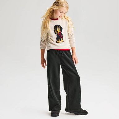 Girls' Fleece Pull-On Wide Leg Sweatpants - Cat & Jack™ Black XS