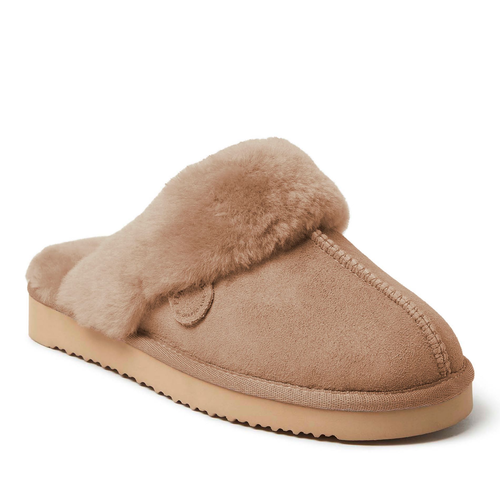 Fireside By Dearfoams Women's Sydney Genuine Shearling Scuff Slipper - Driftwood Size 10