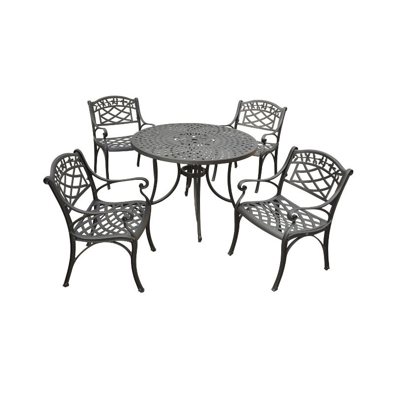 Sedona 42&#34; 5pc Outdoor Dining Set with Armchairs - Black - Crosley, 1 of 6